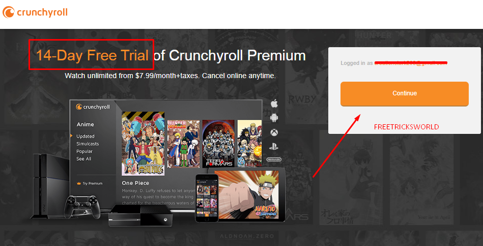 crunchyroll 14days free premium membership trial