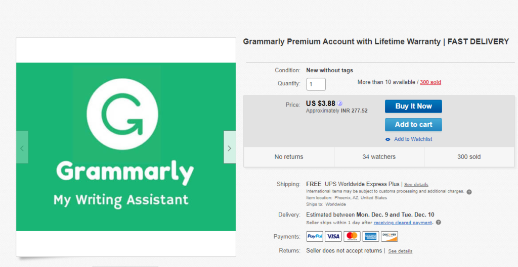 grammarly purchase from ebay