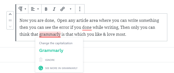 See the above image how grammarly  showing error