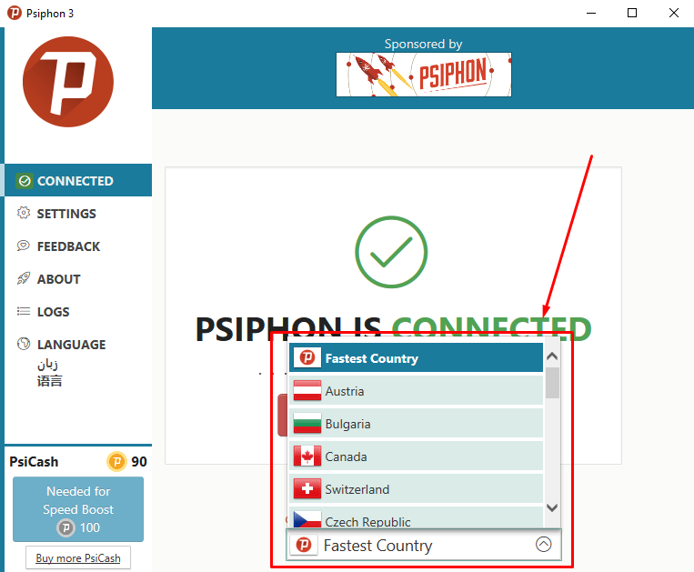 psiphon on pc change ip to another country