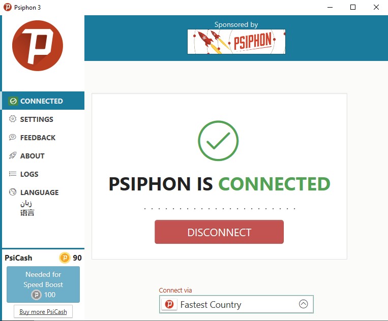 Psiphon3 disconnection method