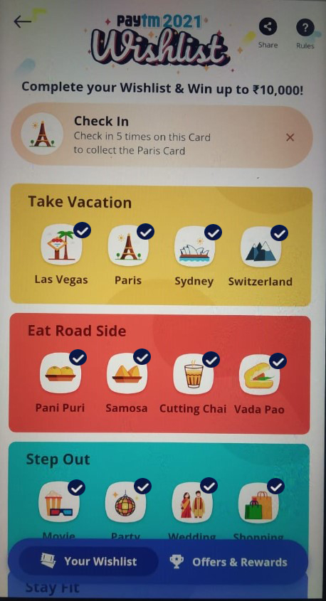 Las Vegas Card Paytm Wishlist