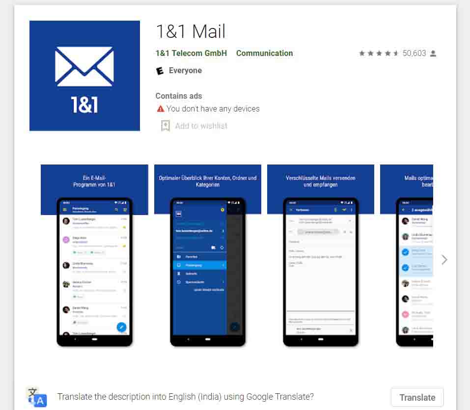 1and1 webmail app