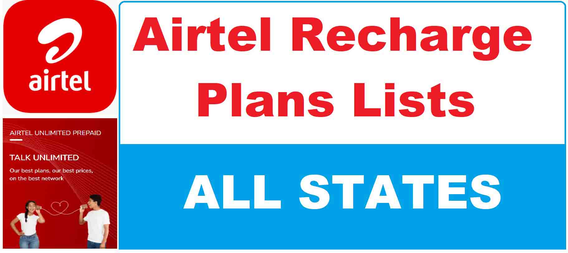 Airtel Recharge Plans 2024 List(All States)