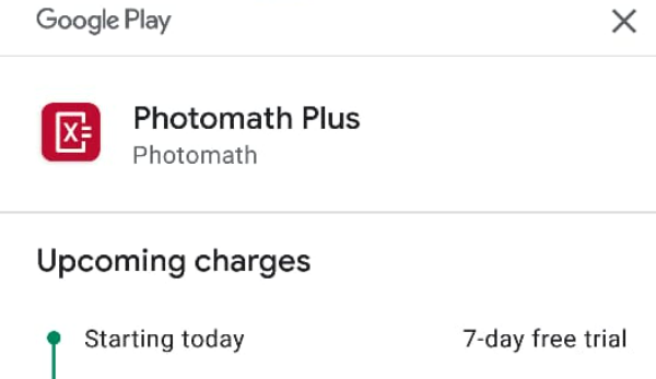 Using 7 Days Trial Method get free photomath plus account