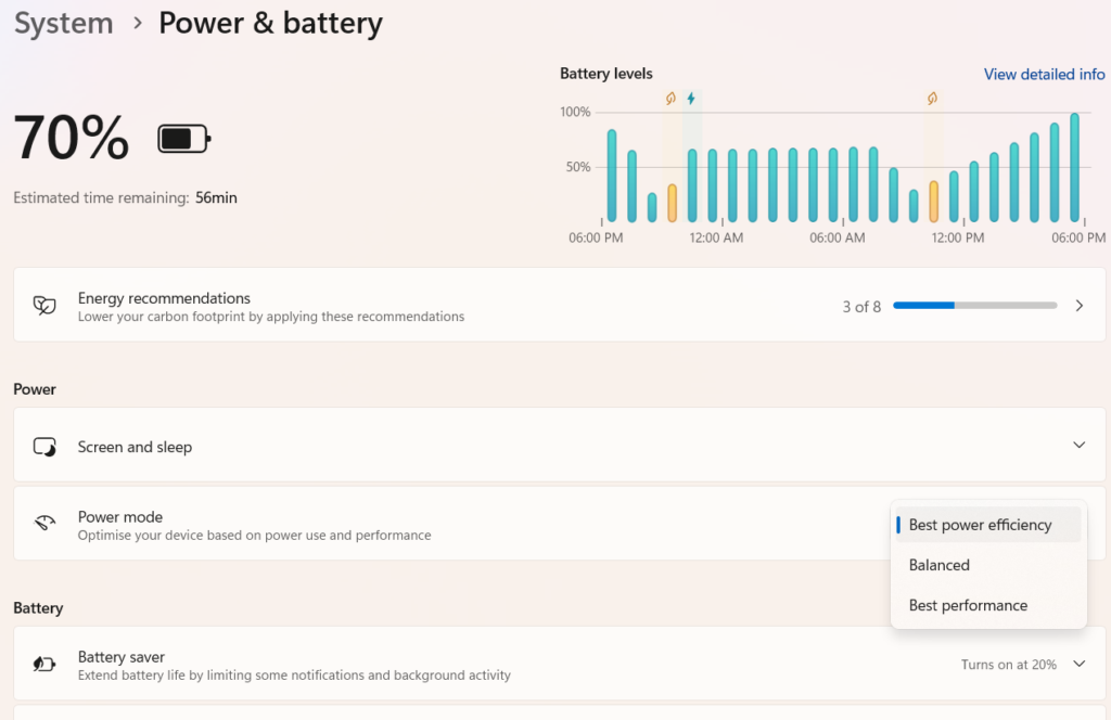 Use Power Mode Settings