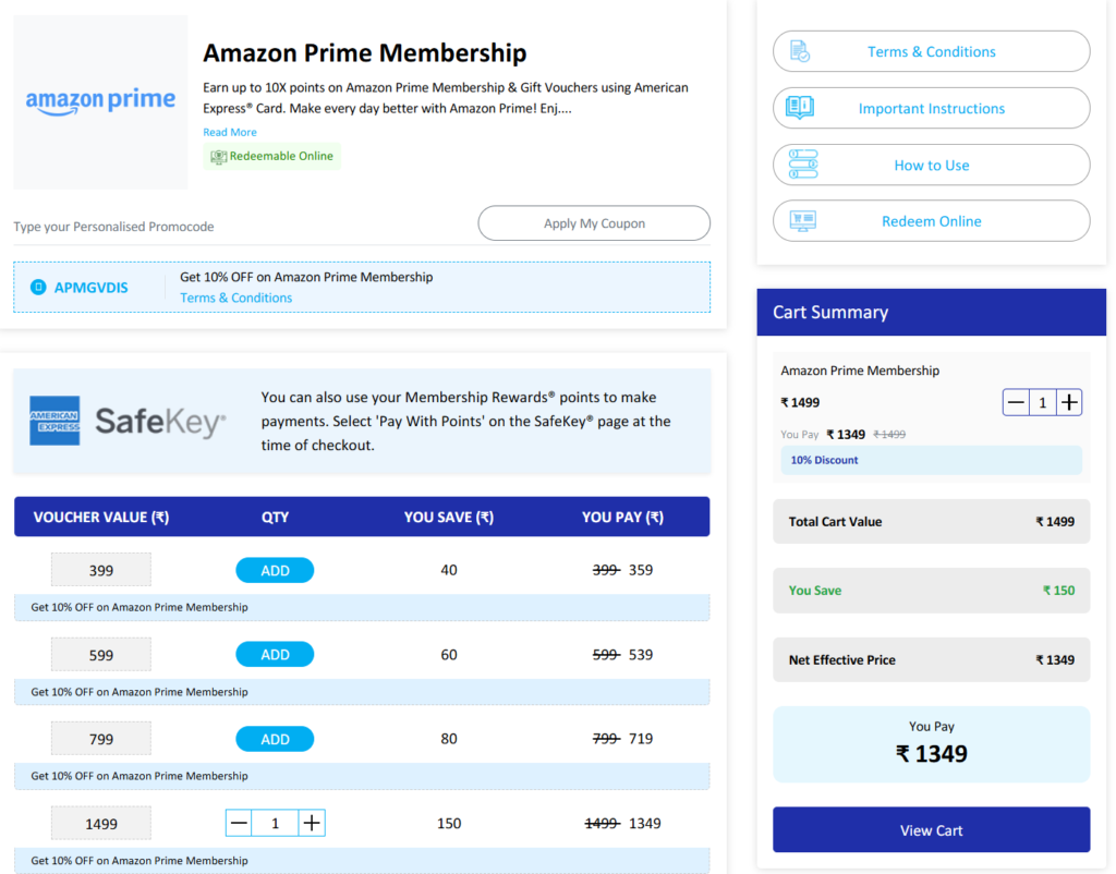free amazon prime accounts by gyftr 10% off