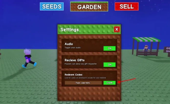 how to redeem the code in grow a garden