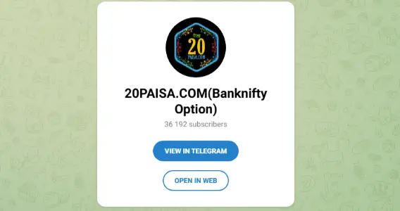 20PAISA.COM(Banknifty Option) Telegram Channels