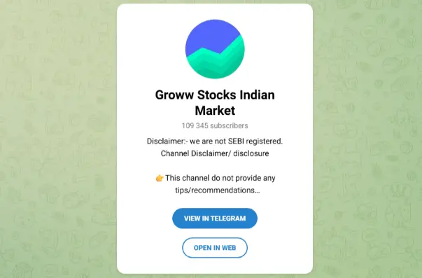 GROWW STOCKS INDIAN MARKET Telegram Channels