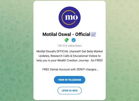 Motilal Oswal - Official Telegram Channels