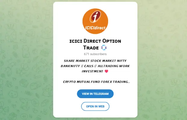 ICICI DIRECT OPTION TRADE Telegram Channels
