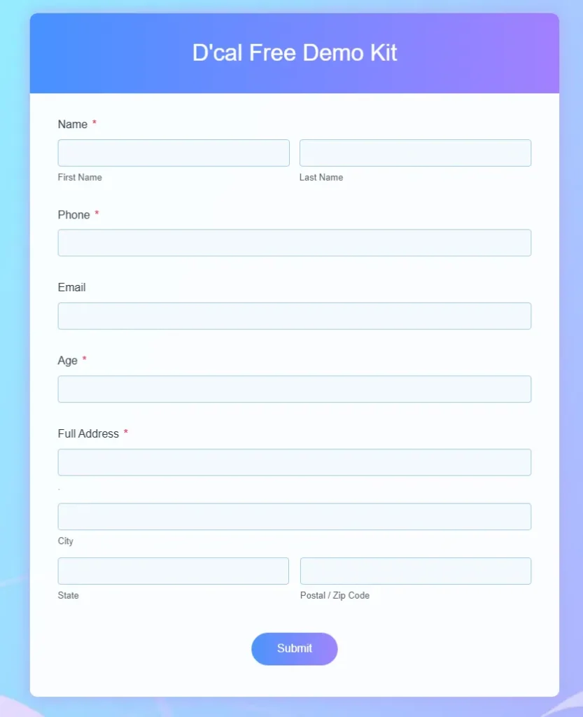 Free DCAL Hard Water Softener Demo Kit Form