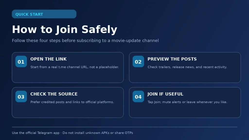 Four steps for checking and joining a Telegram movie updates channel safely