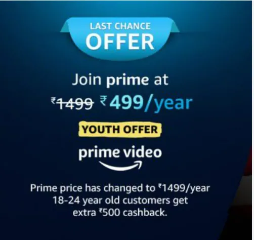 Amazon Youth Offer to claim amazon prime 50% off