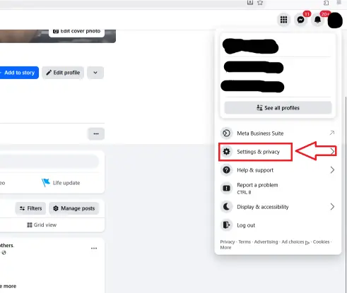facebook name change step 1