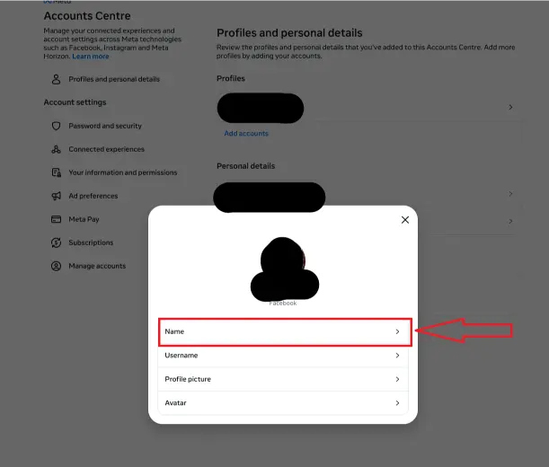 facebook name change step 5