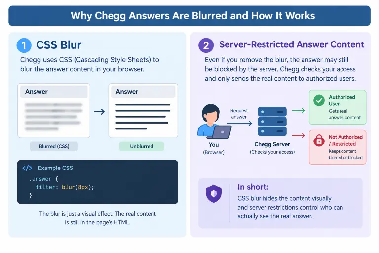Diagram explaining CSS blur and server-restricted answer content