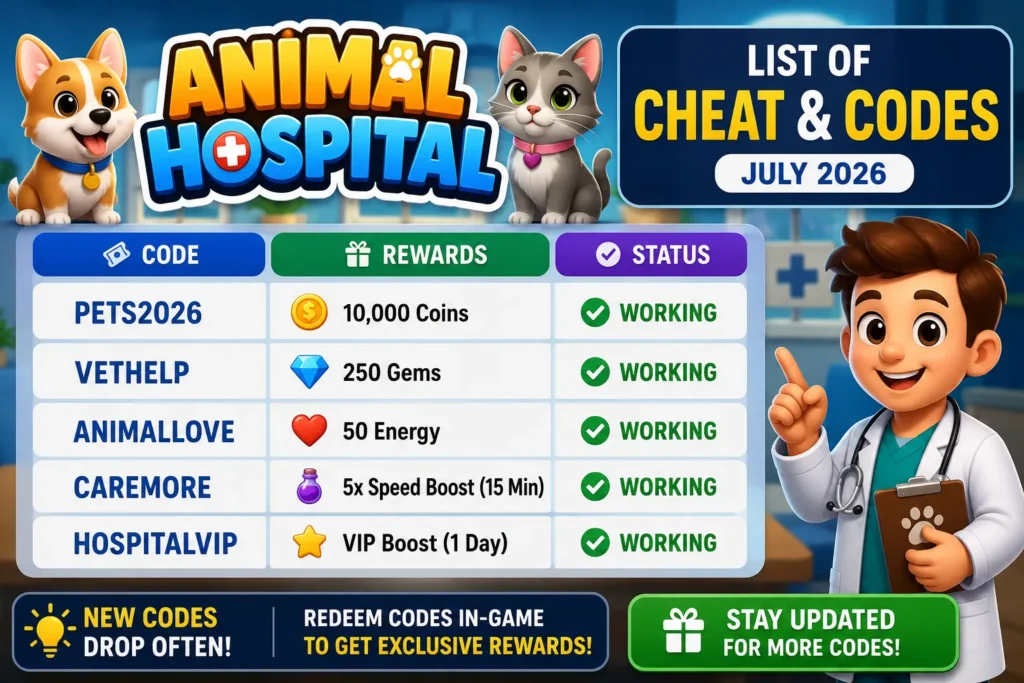 List of Animal Hospital Cheat & Codes