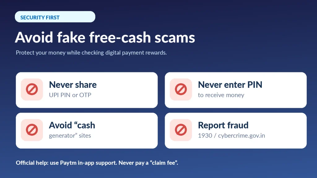 Safety tips for avoiding fake Paytm cash offers and UPI PIN scams