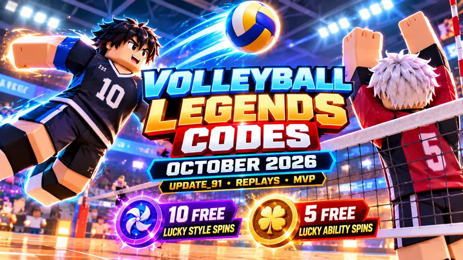 Volleyball Legends Codes (October 2026): Free Style & Ability Spins