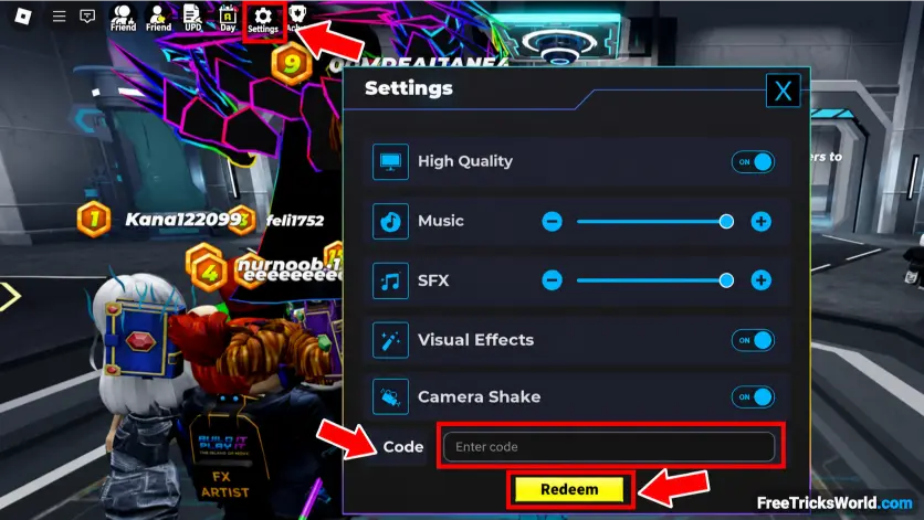 How to redeem Roblox BreakDoor codes using Settings