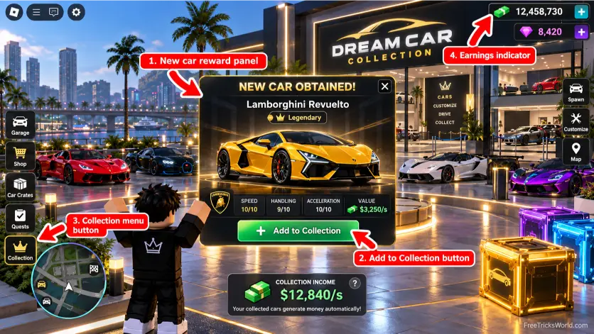 How to add cars to Dream Car Collection and increase offline income