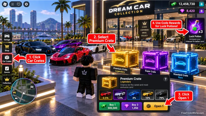 How to open Lucky Crates and unlock rare cars in Dream Car Collection