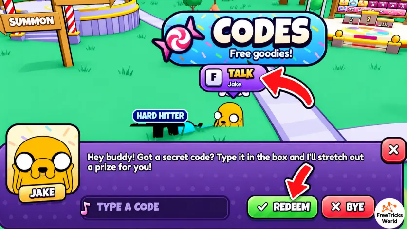 How to redeem Candy Kingdom Defense codes at Jake's Code Corner inside the Tree Fort